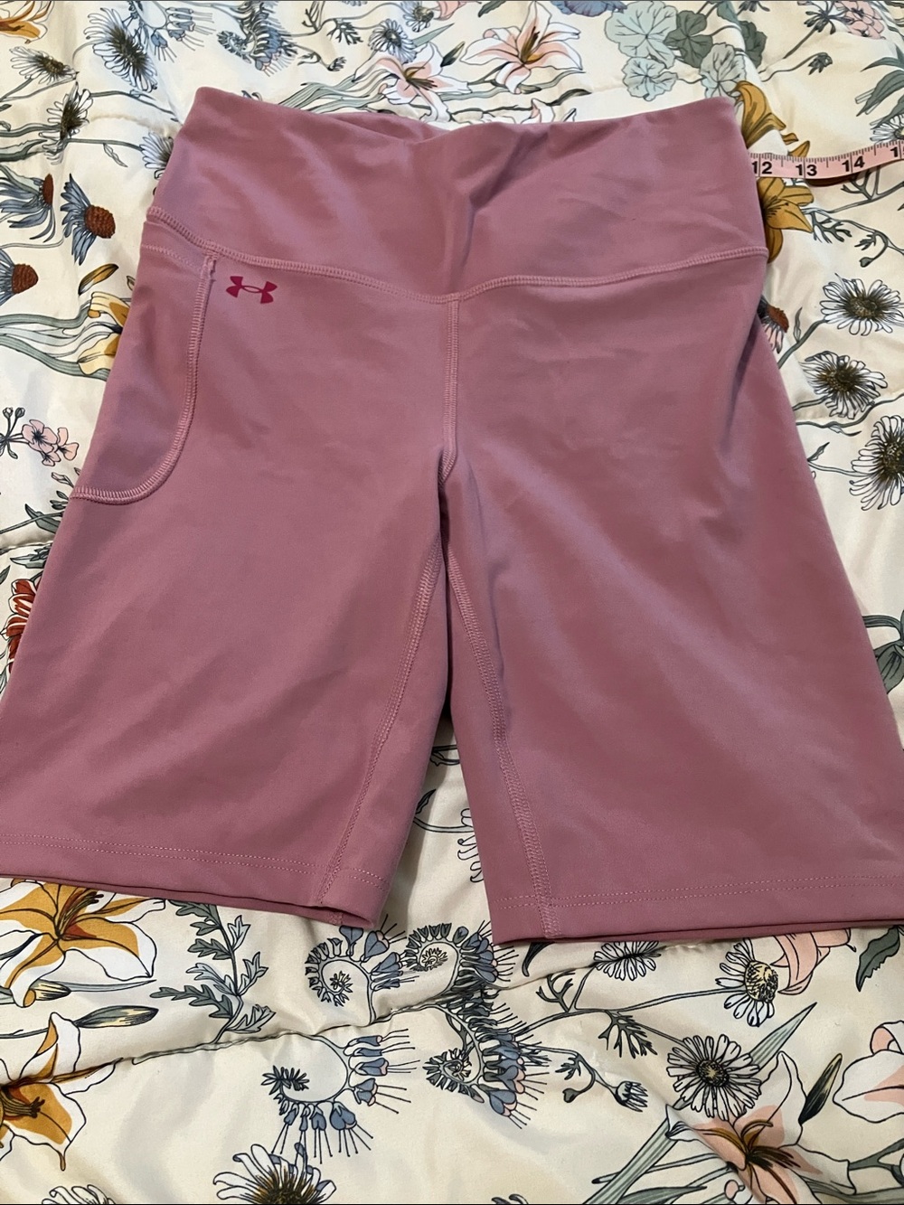 Under Armour Mauve High-Rise Bike Shorts with Side Pocket